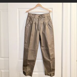 Vintage Toffs tan camel pleated high waist leather pants 30”